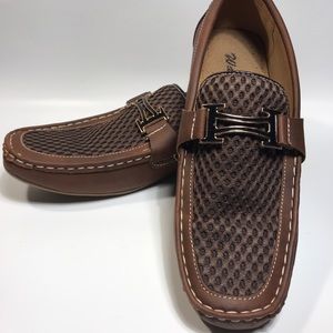 Salvage leather slip on shoes
